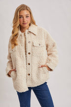 Latte Boucle` Button Jacket
