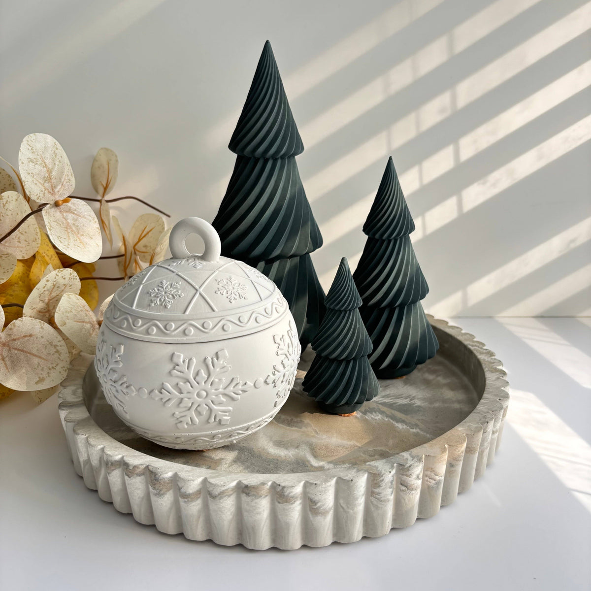 Twist Pines Trio - Concrete Holiday Trees | Christmas Decor