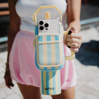 Yellow and Aqua Striped Velcro Bag for Tumbler