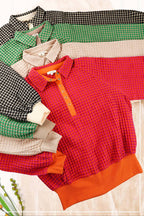 Two-Toned Textured Snap Pullover