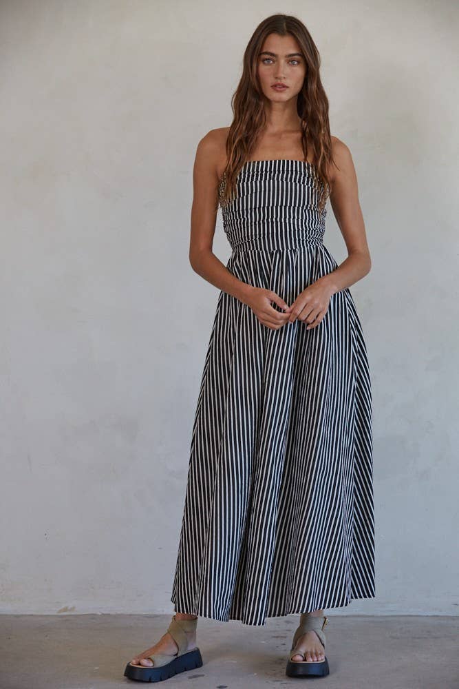 Smocked Bodice Strapless Dress