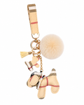 Plaid Dog Bag Charm with Pom-Pom