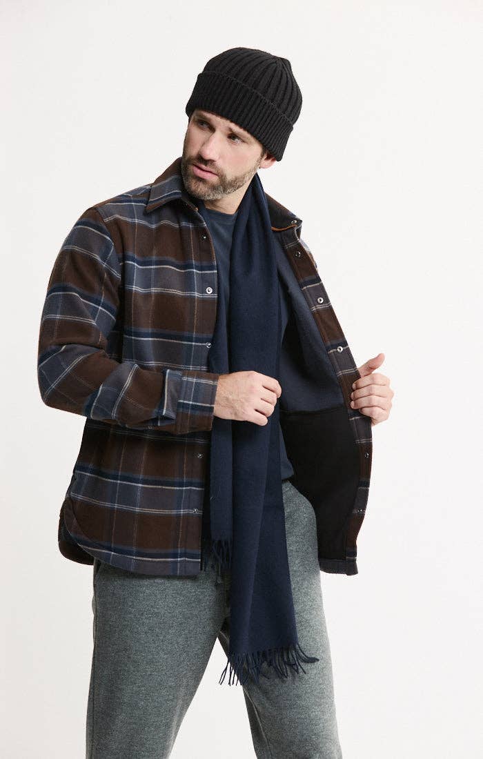 Men's Fleece Flannel Shirt Jacket – Forest Black Check