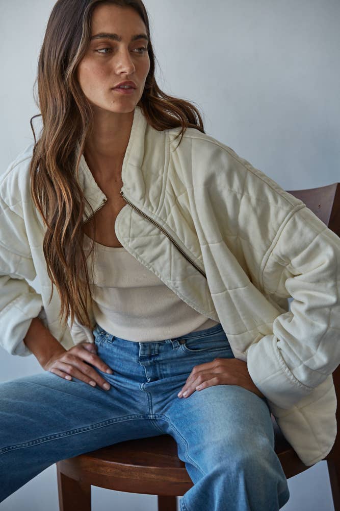 Quilted Knit Mineral Washed Jacket