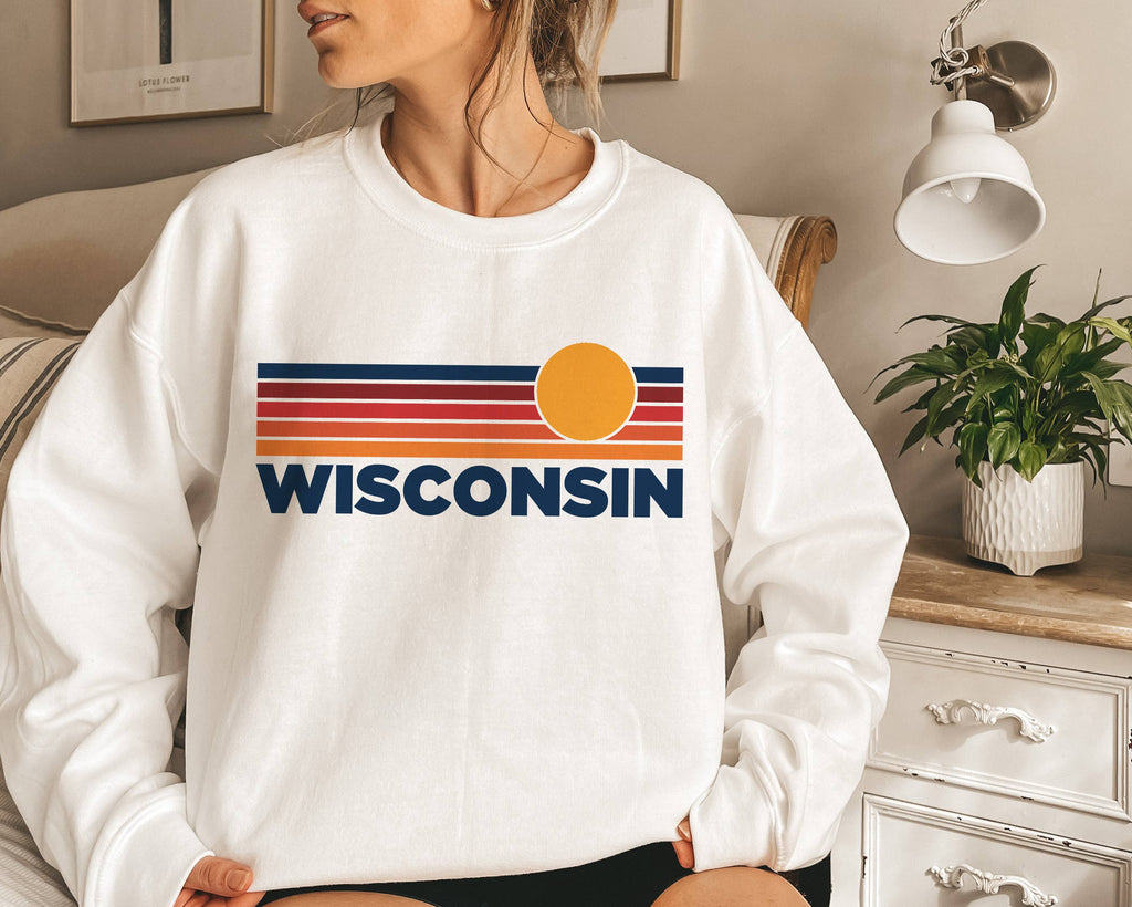 Wisconsin Sweatshirt Retro Unisex, Vintage Wisconsin Sweater