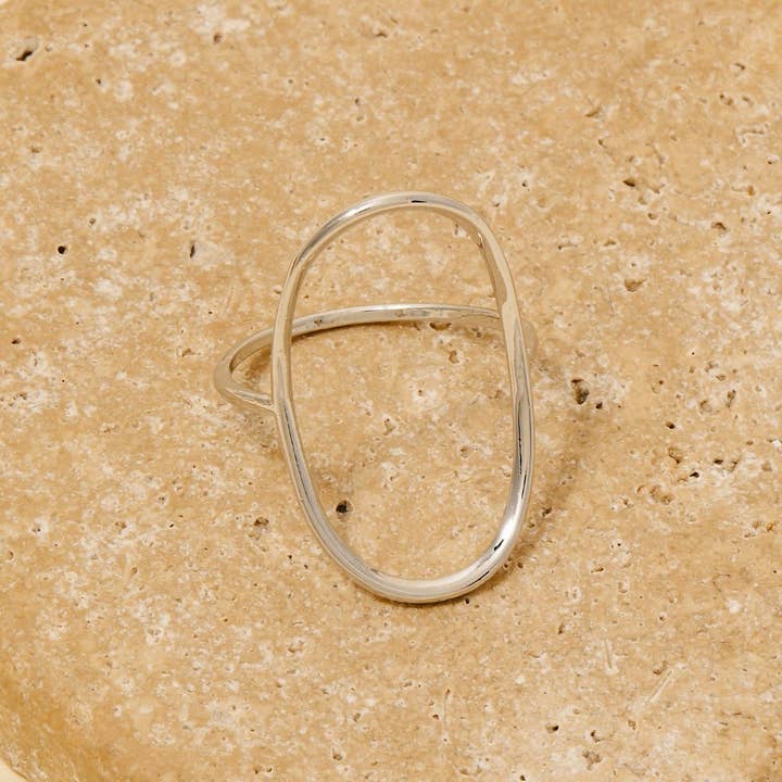 Curved Oval Minimalist Statement Ring