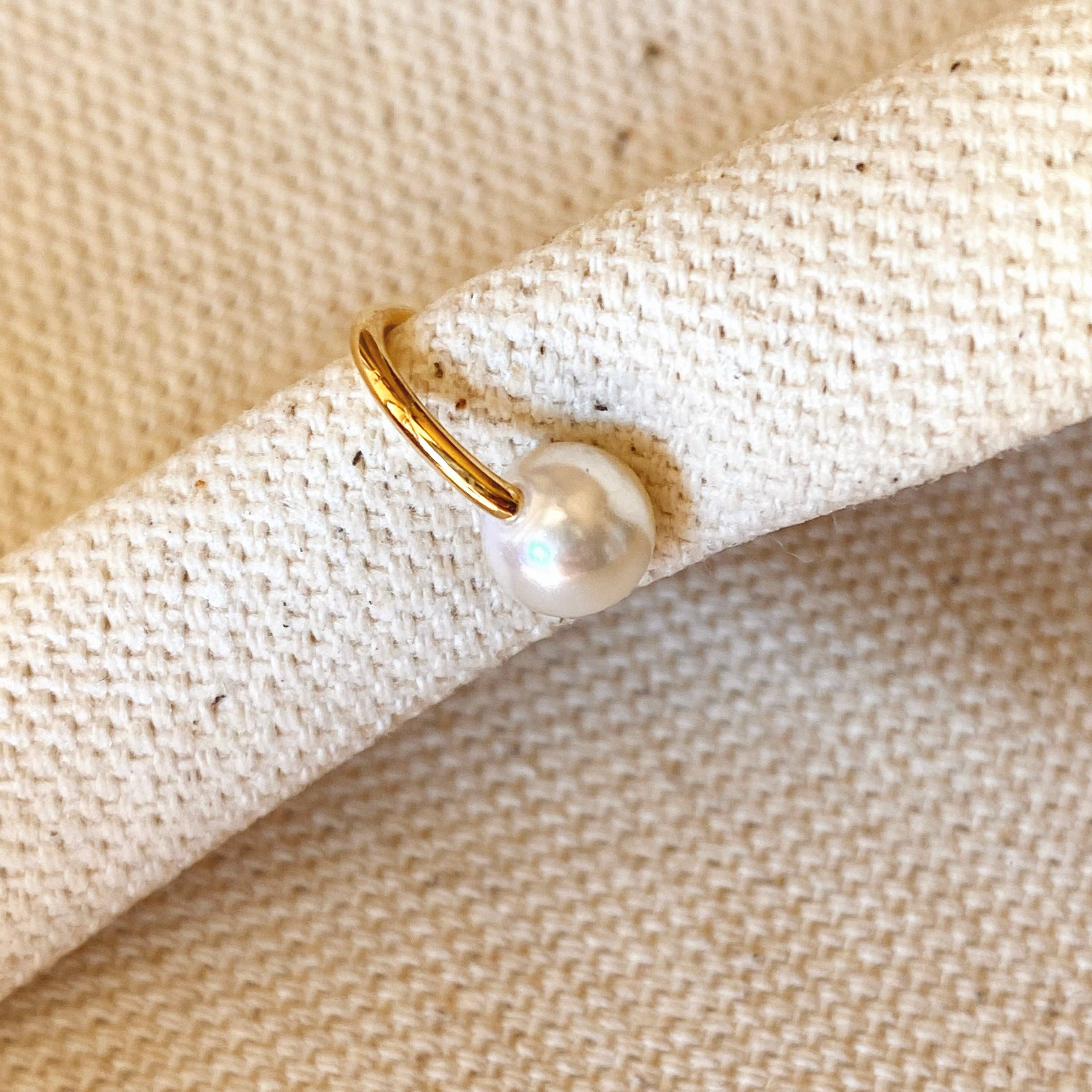 Delicate Pearl Ear Cuff - 18k Gold Filled