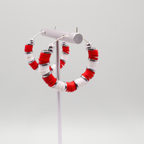 Red and White Game Day Hoop Earrings