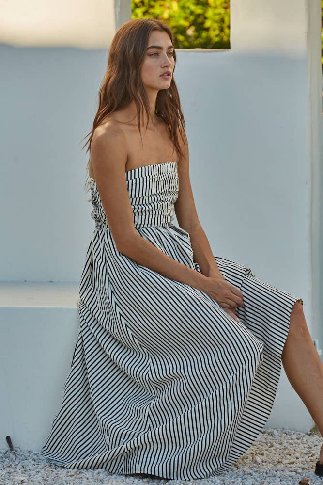 Smocked Bodice Strapless Dress