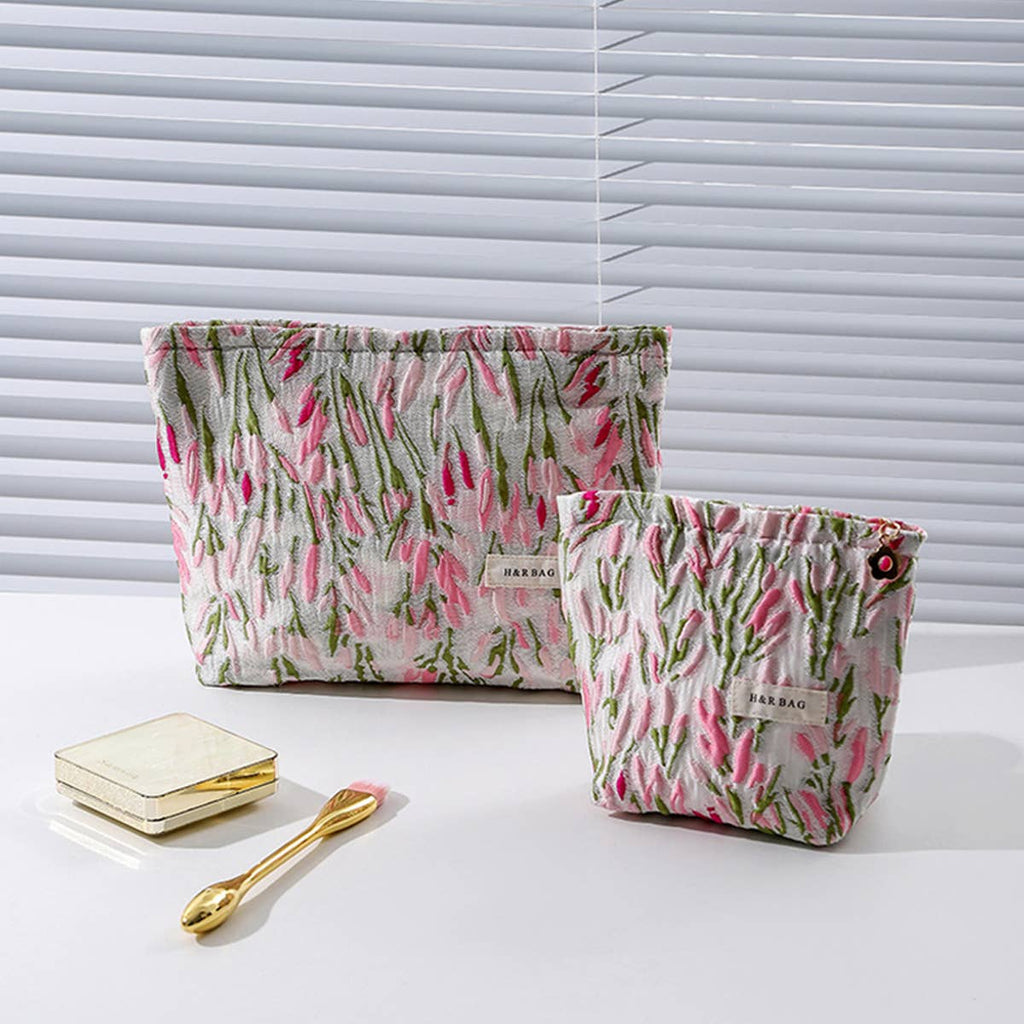 Floral Canvas Cosmetic & Travel Makeup Bag