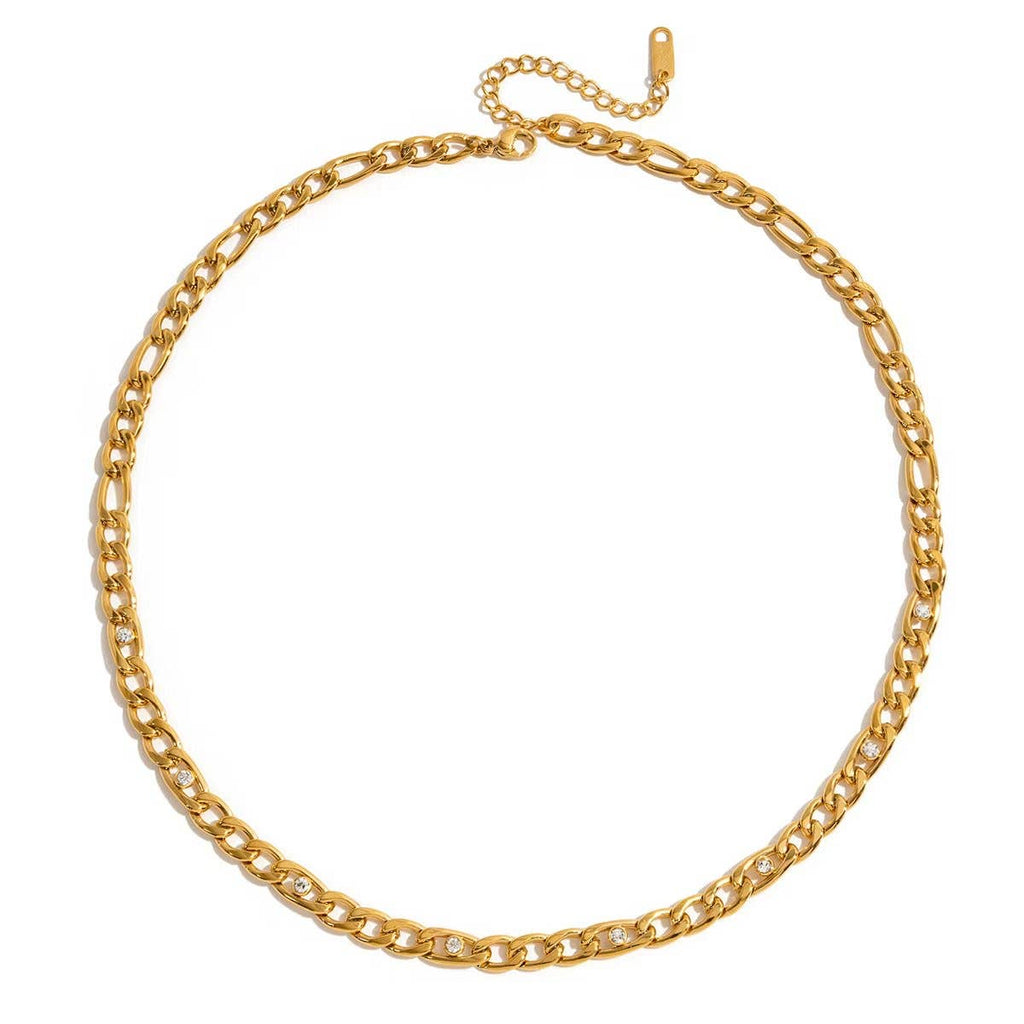 CZ Gold Layered Stainless Steel Necklaces Waterproof