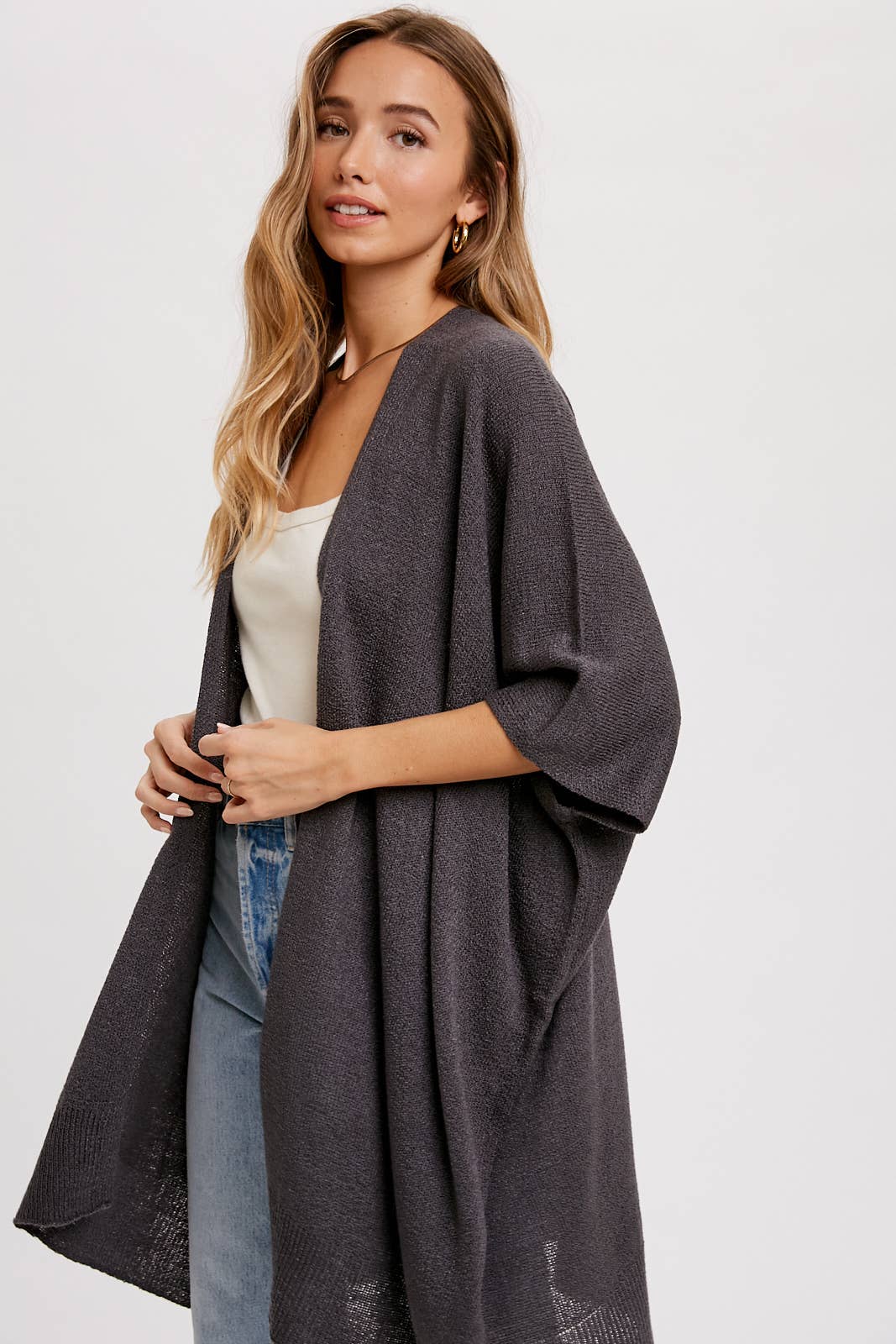 Wide Sleeve Open Front Cardigan