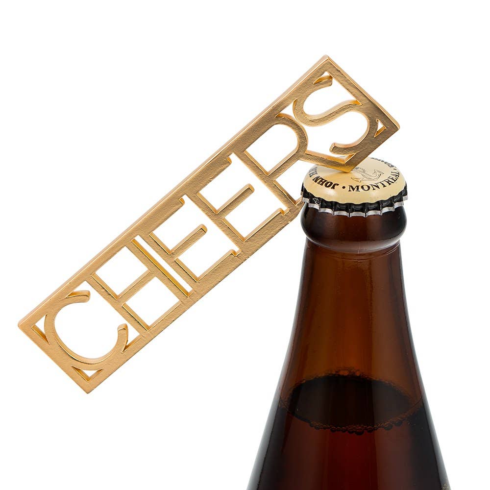 Gold "CHEERS" Bottle Opener - Modern Wedding Favor