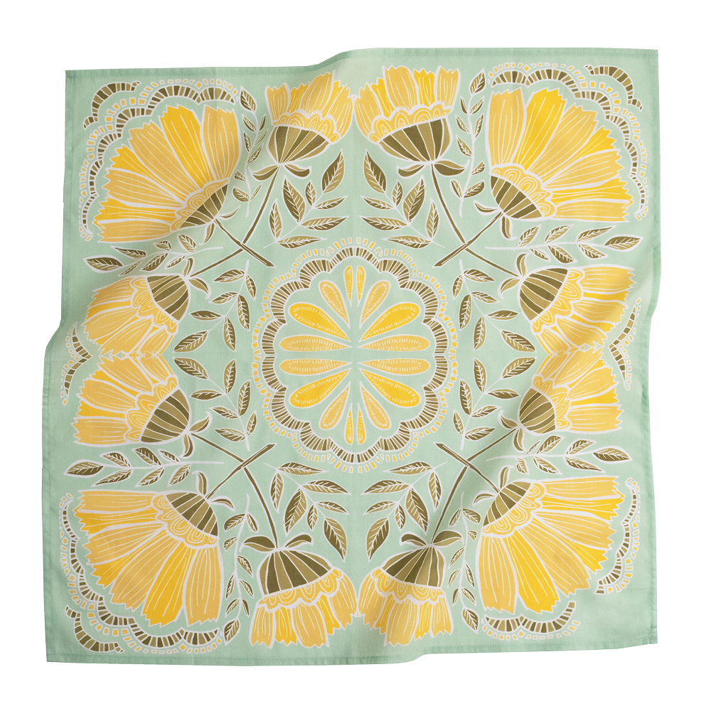 Hazel Cotton Bandana – Yellow Floral