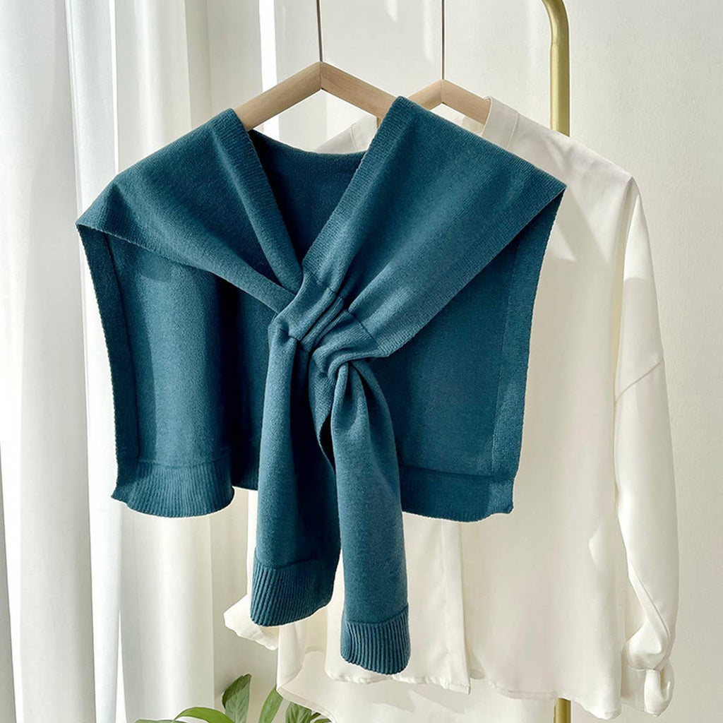 Luxe Solid Knitted Knotted Shawl Wrap