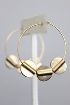 Brass Disc Hoop Earrings