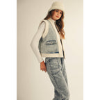 Washed Vintage Denim Fleece Vest