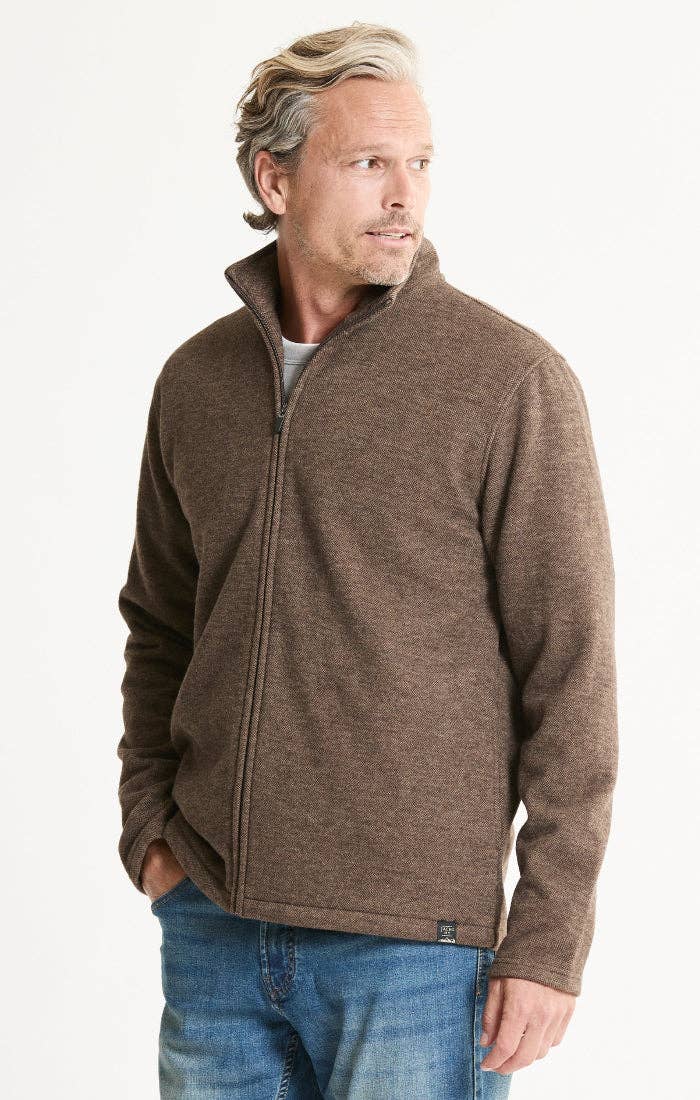 Men's Heathered Knit Full-Zip Jacket – Brown