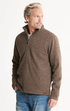 Men's Heathered Knit Full-Zip Jacket – Brown