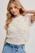 KNIT SWEATER SHORT SLEEVED PULLOVER