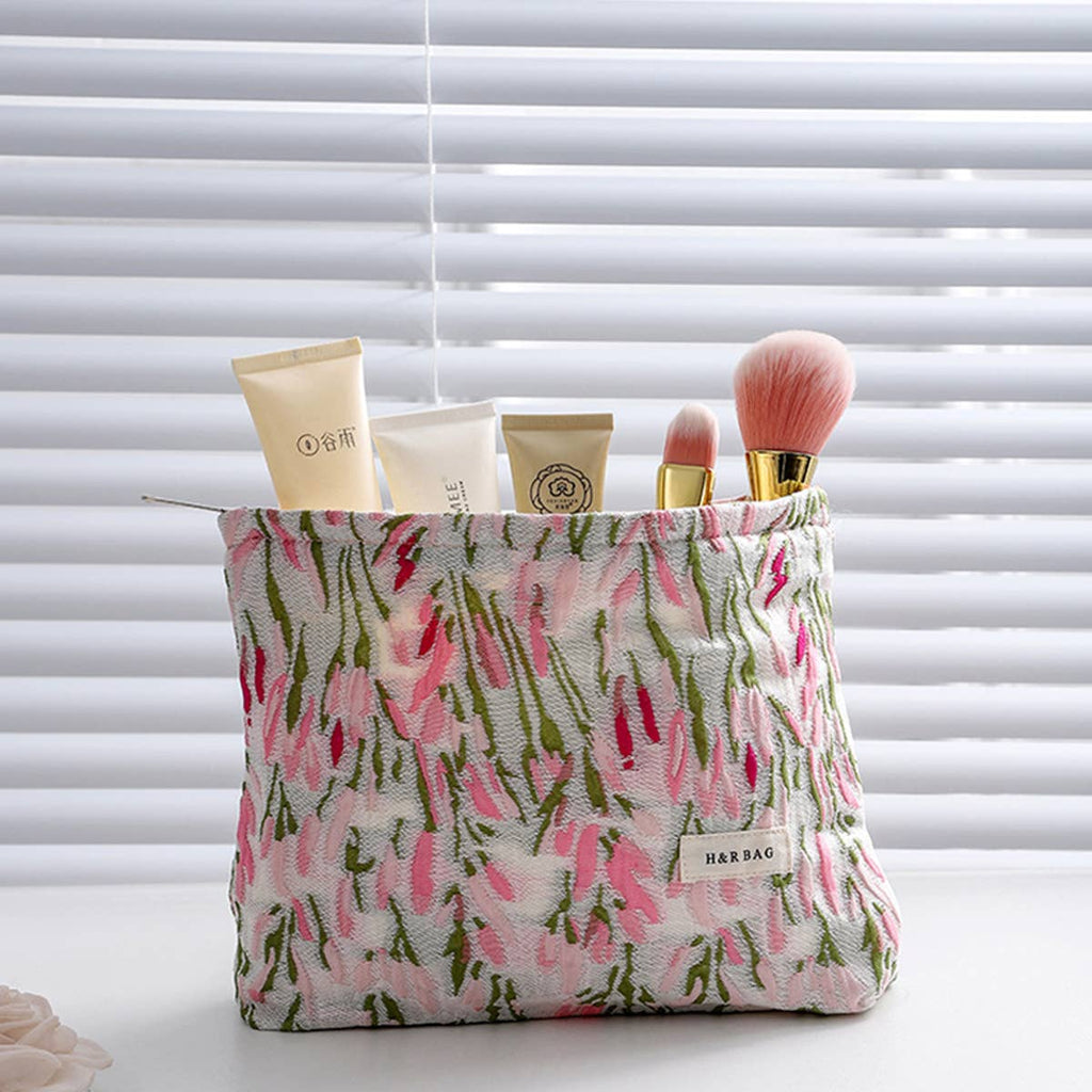 Floral Canvas Cosmetic & Travel Makeup Bag