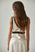 Satin Contrast Lace Top