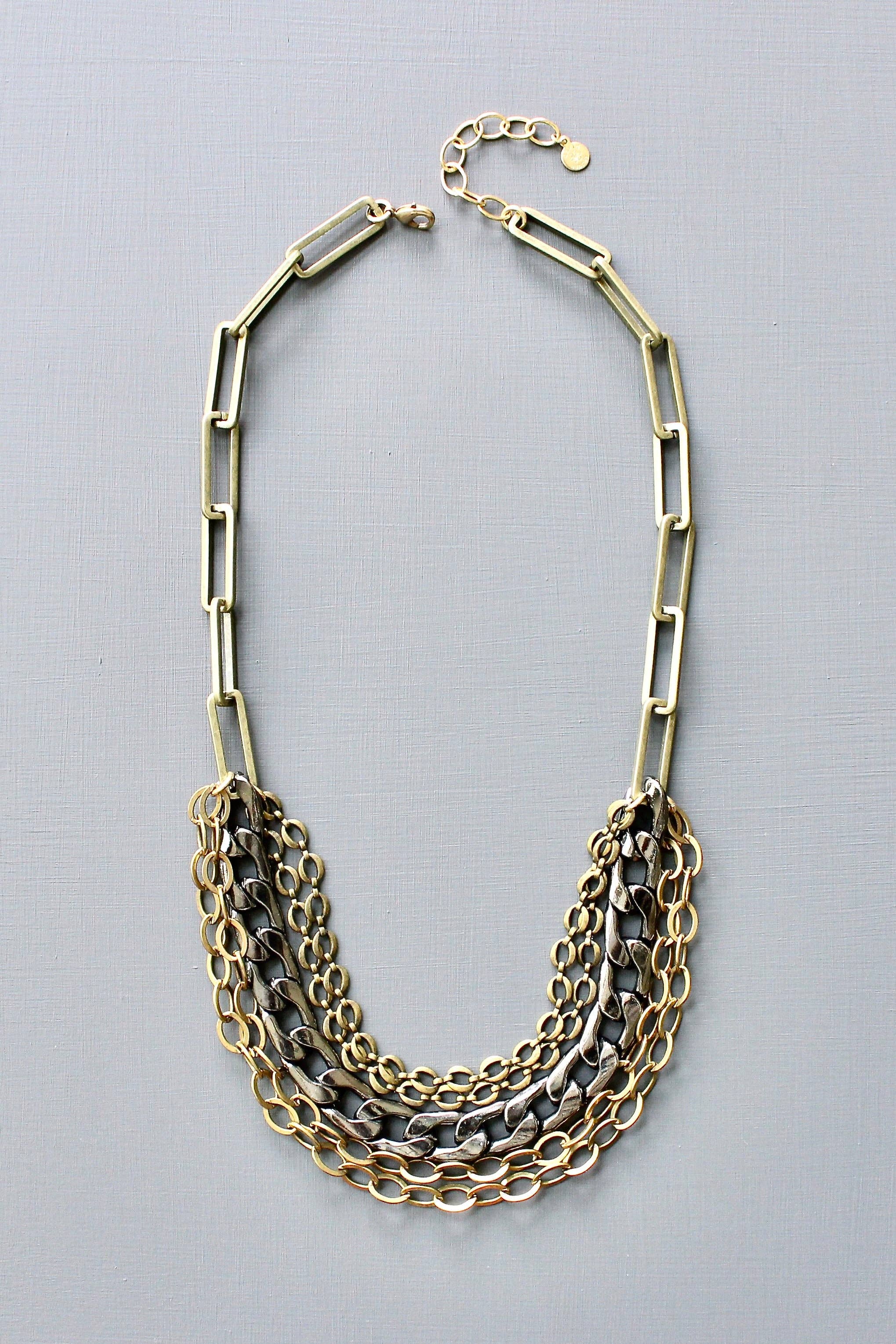 Multi- Strand Chain Statement Necklace