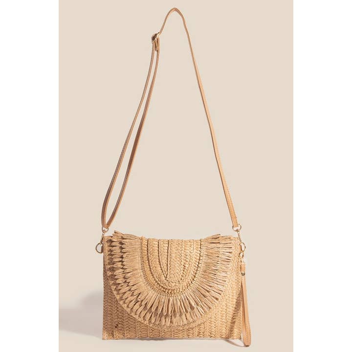 Woven Envelope Clutch Bag - Textured Paper Weave