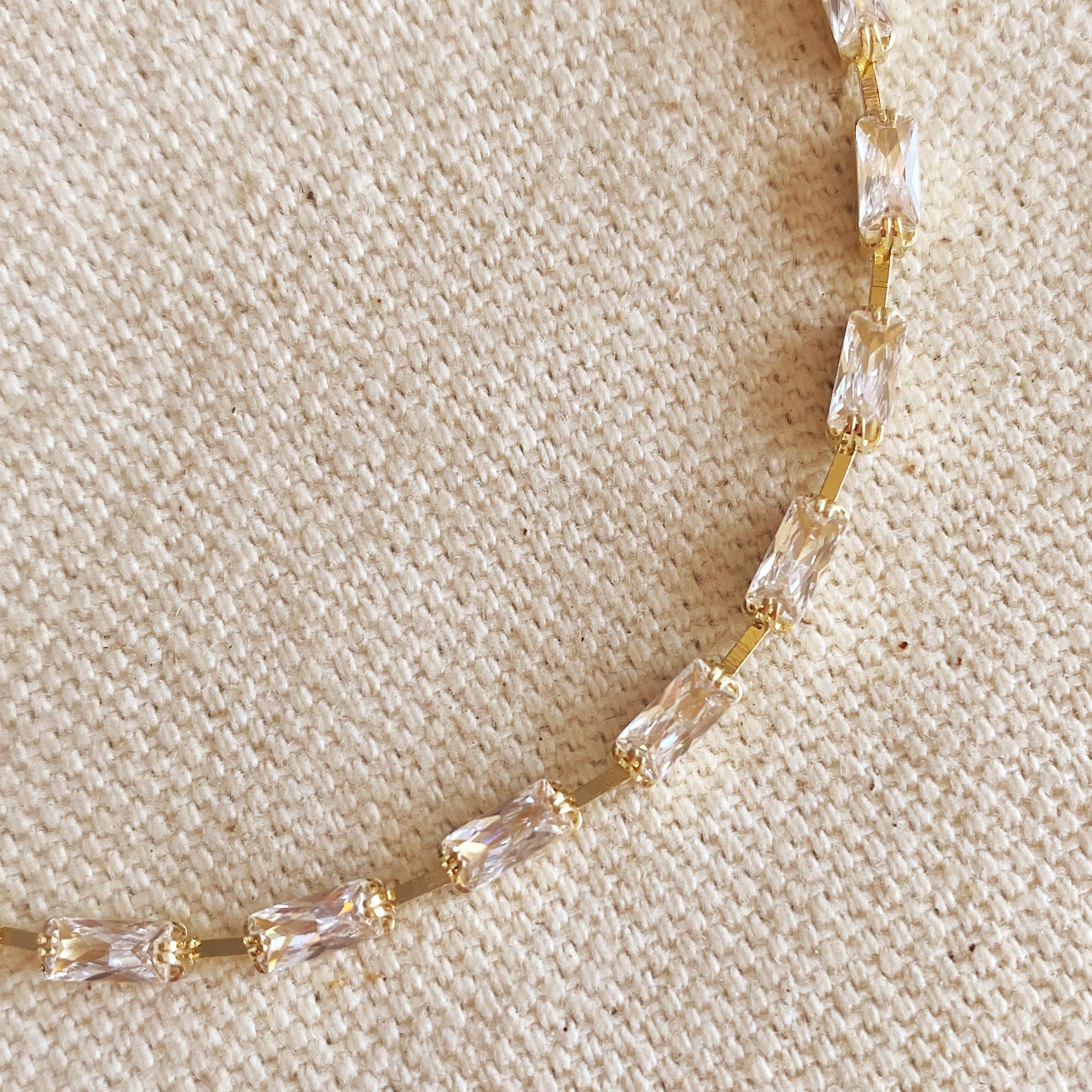 18k Gold Filled Sideways Baguette Tennis Bracelet