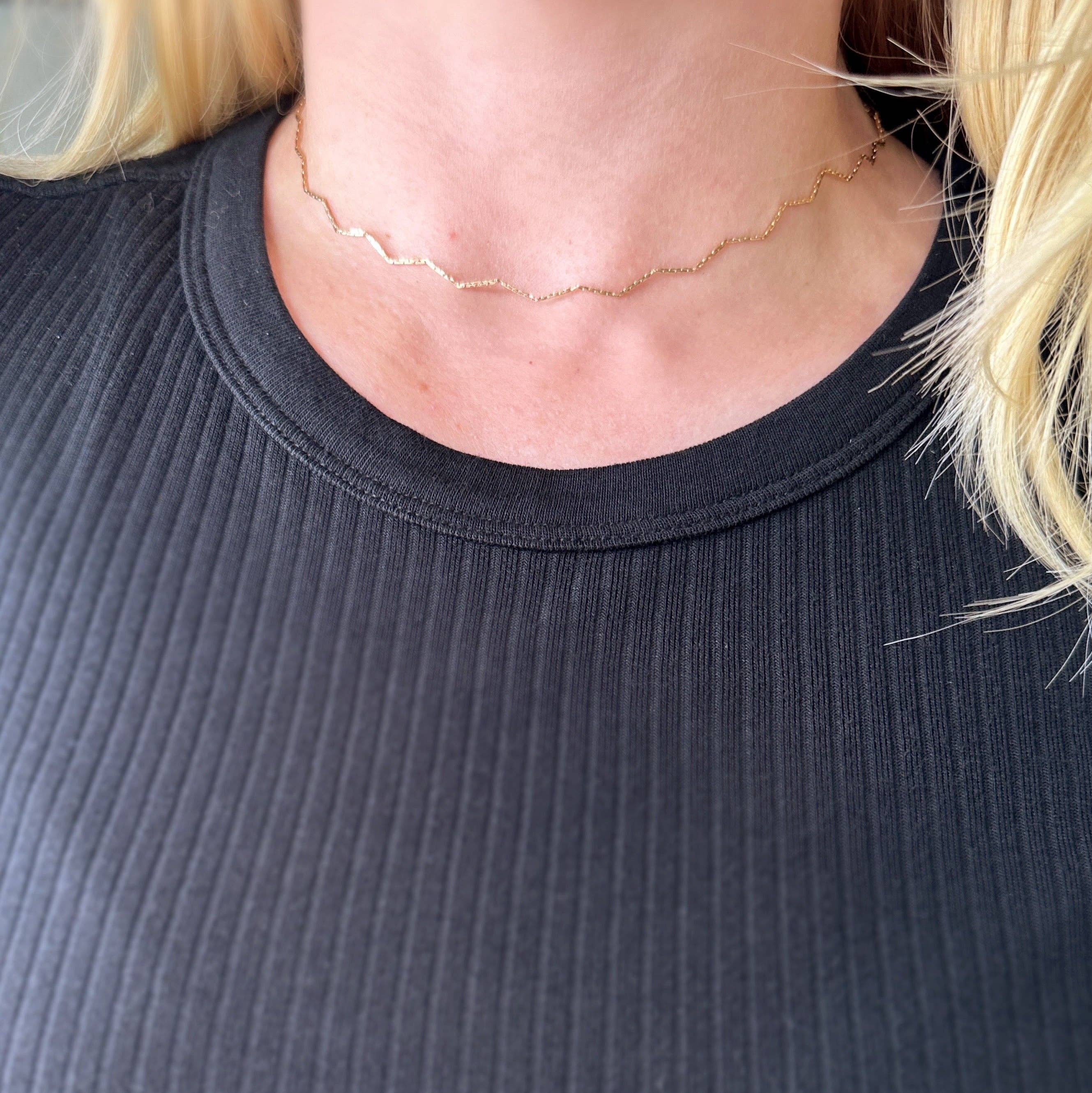 18k Gold Filled Zig Zag Choker