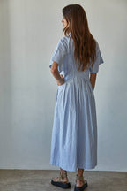 Striped Pleated Flare Dress