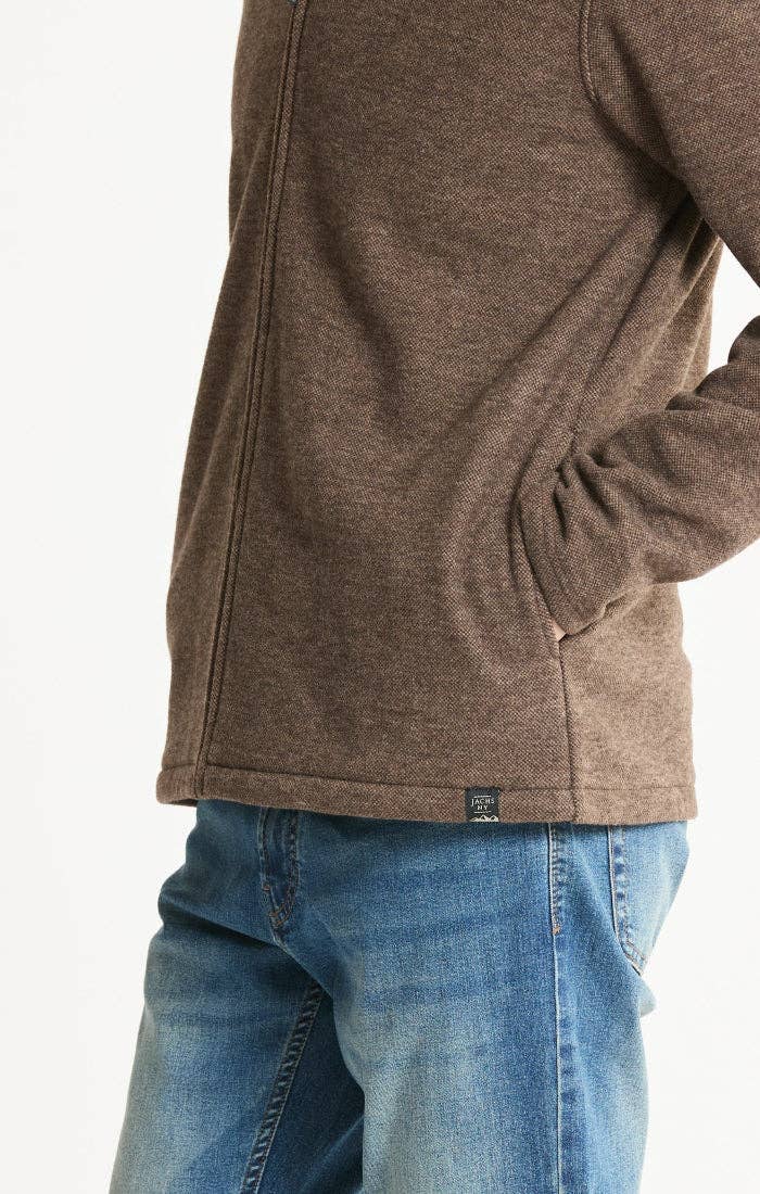 Men's Heathered Knit Full-Zip Jacket – Brown