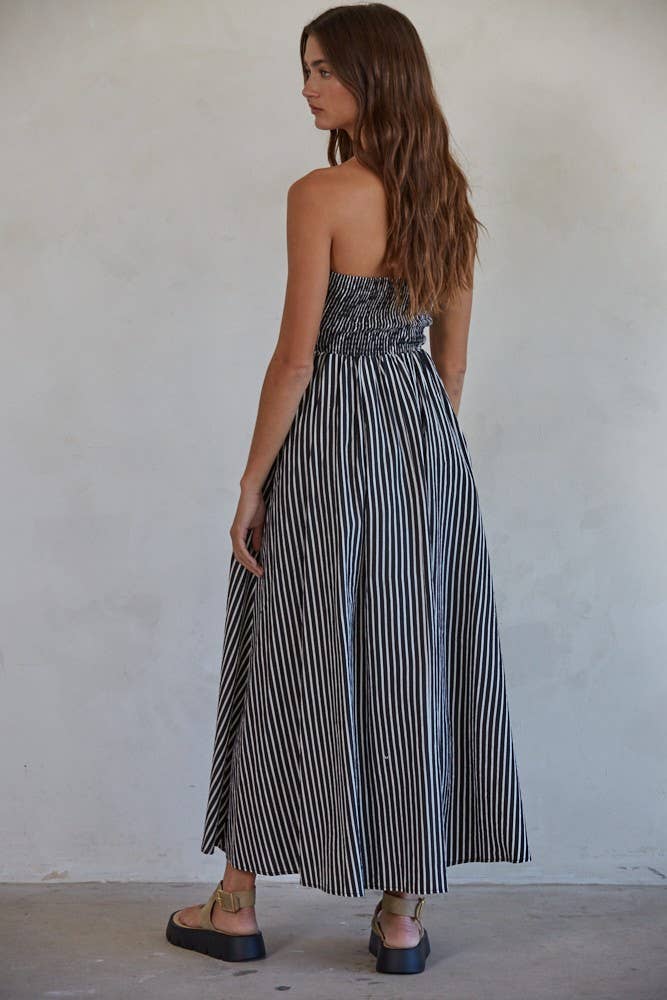Smocked Bodice Strapless Dress