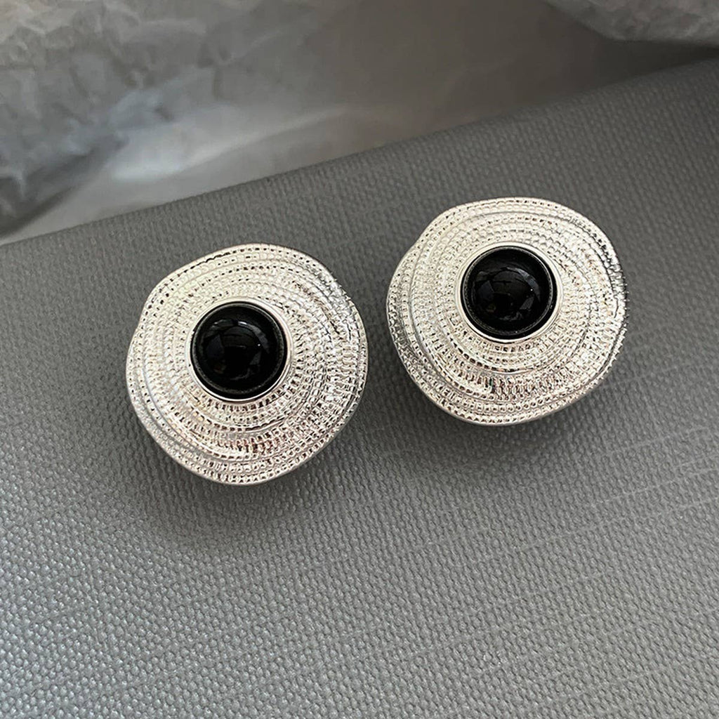 Gold Spiral Pearl Stud Earrings