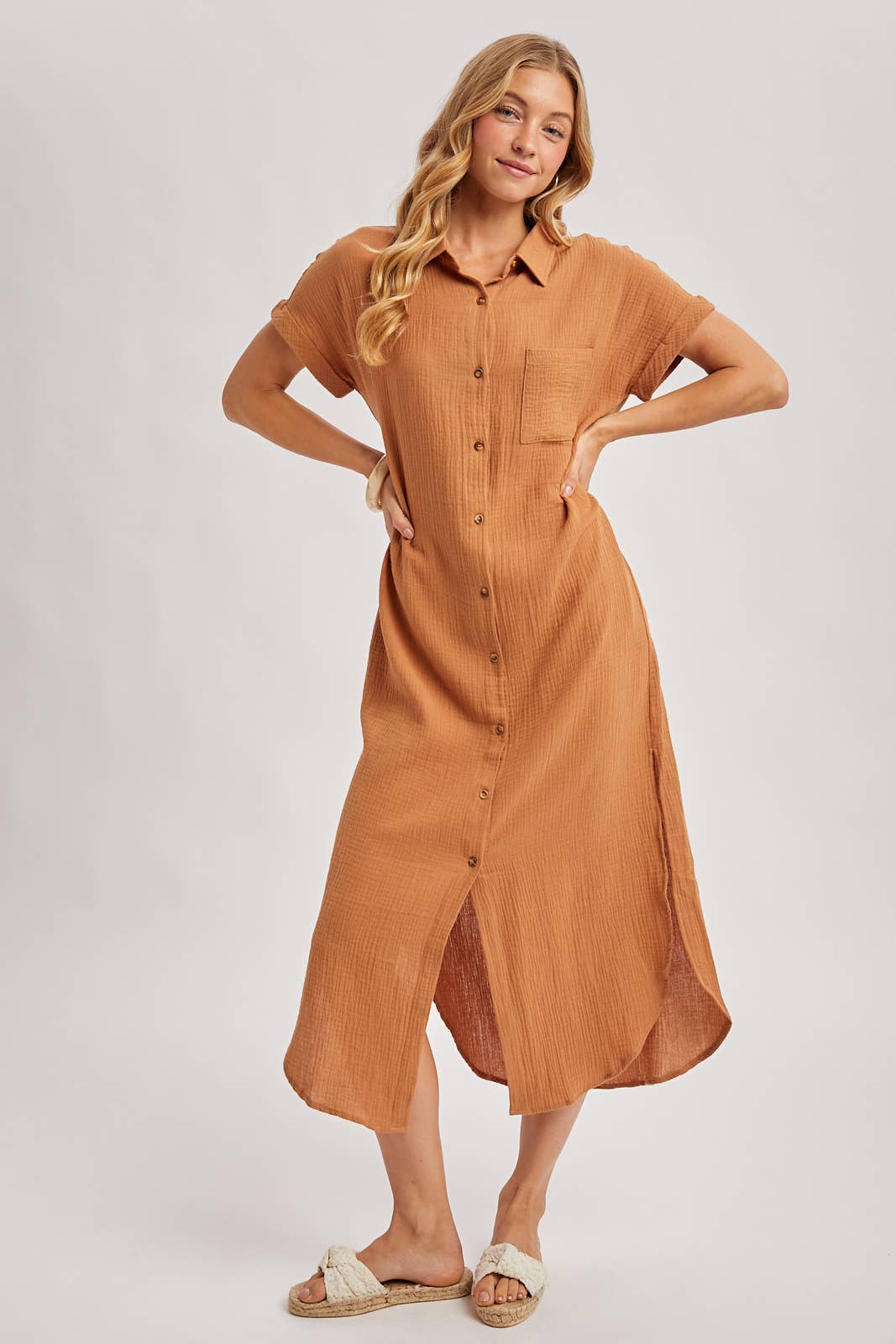 The Essential Button-Front Maxi Shirt Dress