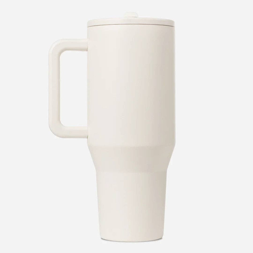 HydroJug Traveler 40 oz Tumbler – Leak Proof Insulated Cup with Handle (Cream)