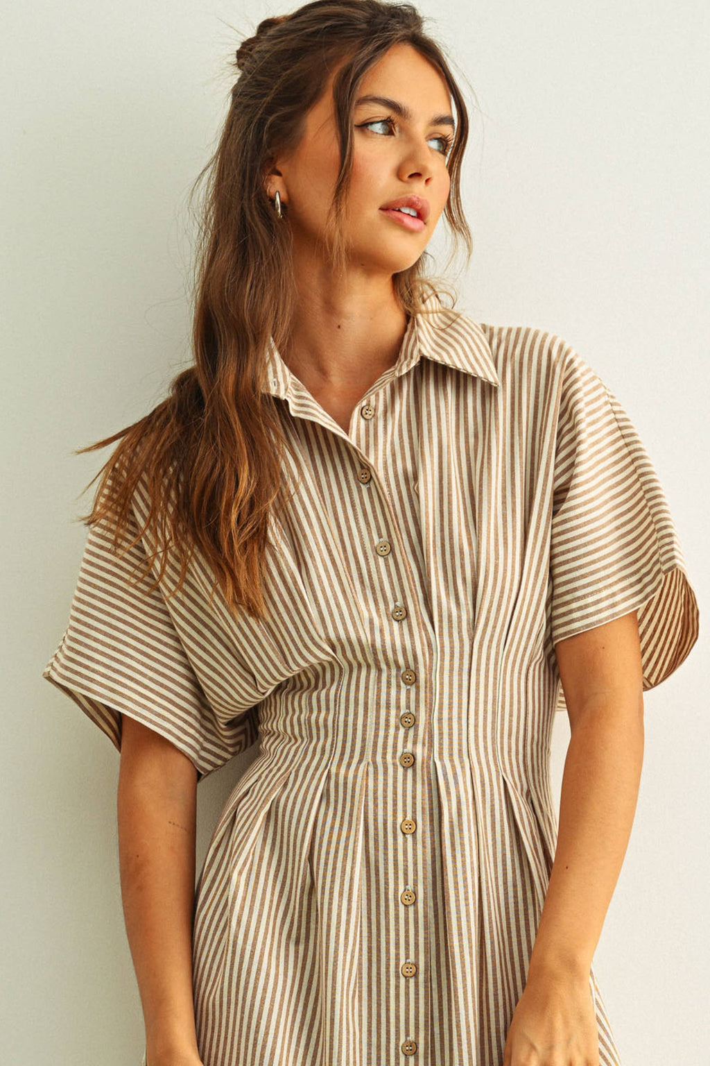 D4472   STRIPED BUTTONDOWN SHIRT DRESS