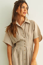 D4472   STRIPED BUTTONDOWN SHIRT DRESS