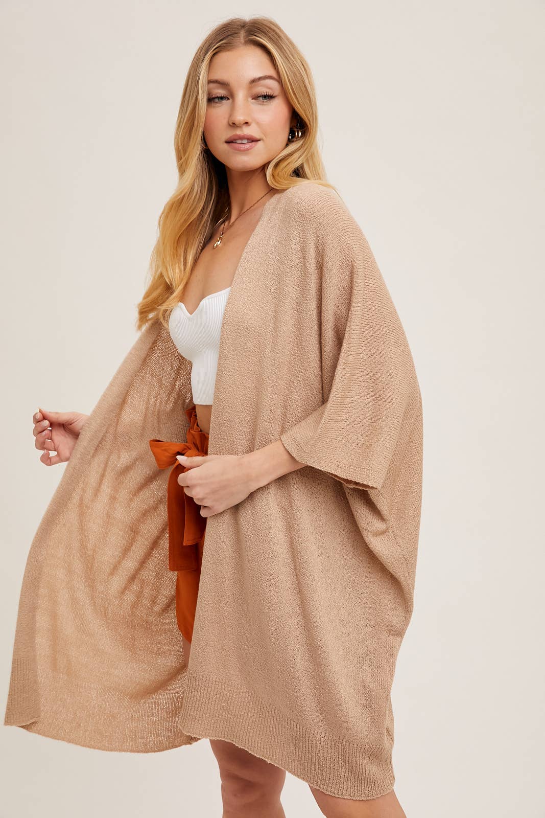 Wide Sleeve Open Front Cardigan