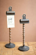 SET OF TWO WOOD BEADS ON A BASE WITH CLIPS