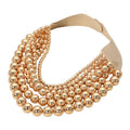 Bold Multi-Strand Beaded Statement Necklace (Gold & Silver)