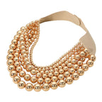 Bold Multi-Strand Beaded Statement Necklace (Gold & Silver)