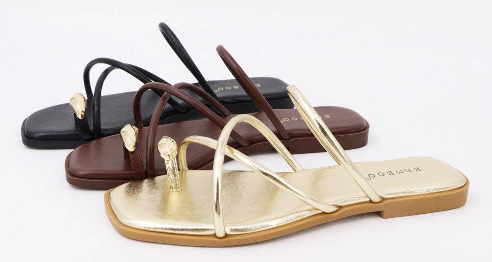 Crisscross Ring Toe Flat Sandals
