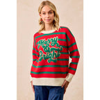 CHRISTMAS THEME STRIPE KNIT TOP