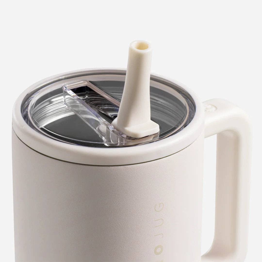 HydroJug Traveler 40 oz Tumbler – Leak Proof Insulated Cup with Handle (Cream)