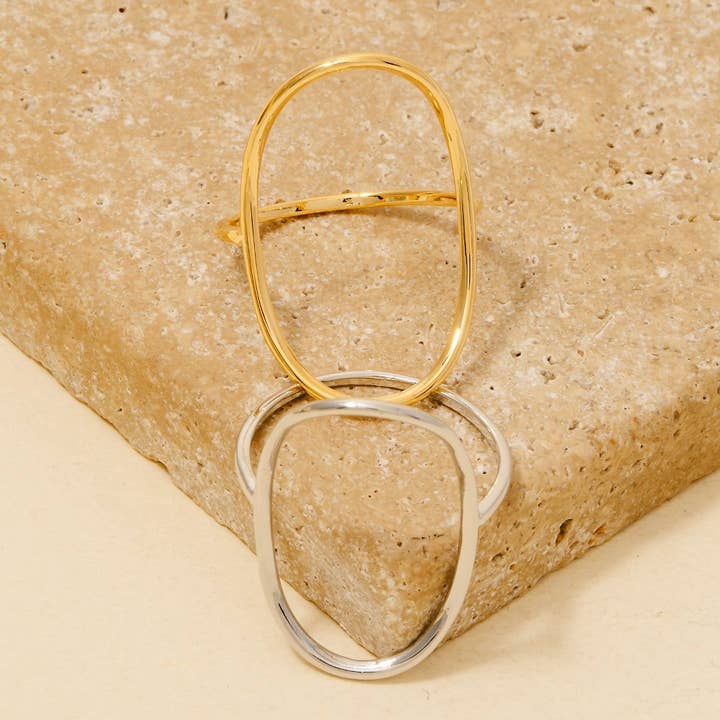 Curved Oval Minimalist Statement Ring