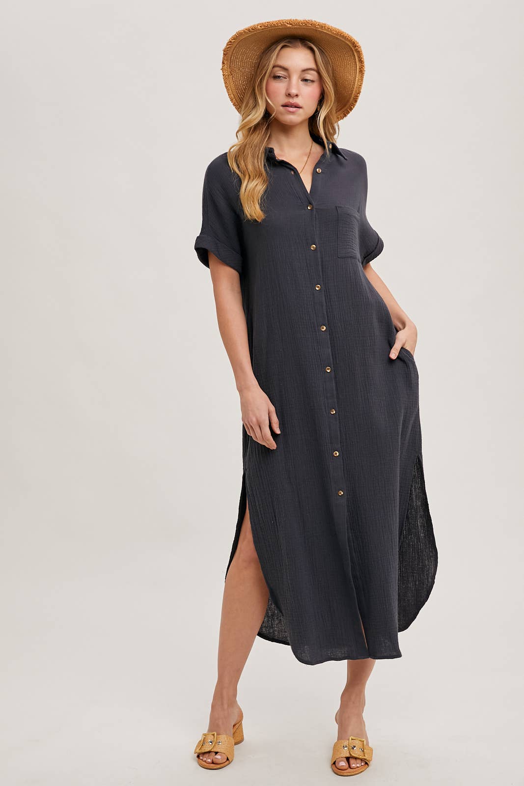 The Essential Button-Front Maxi Shirt Dress