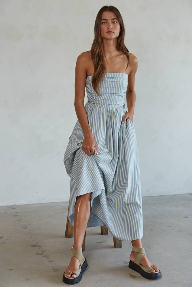 Smocked Bodice Strapless Dress