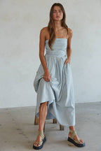 Smocked Bodice Strapless Dress