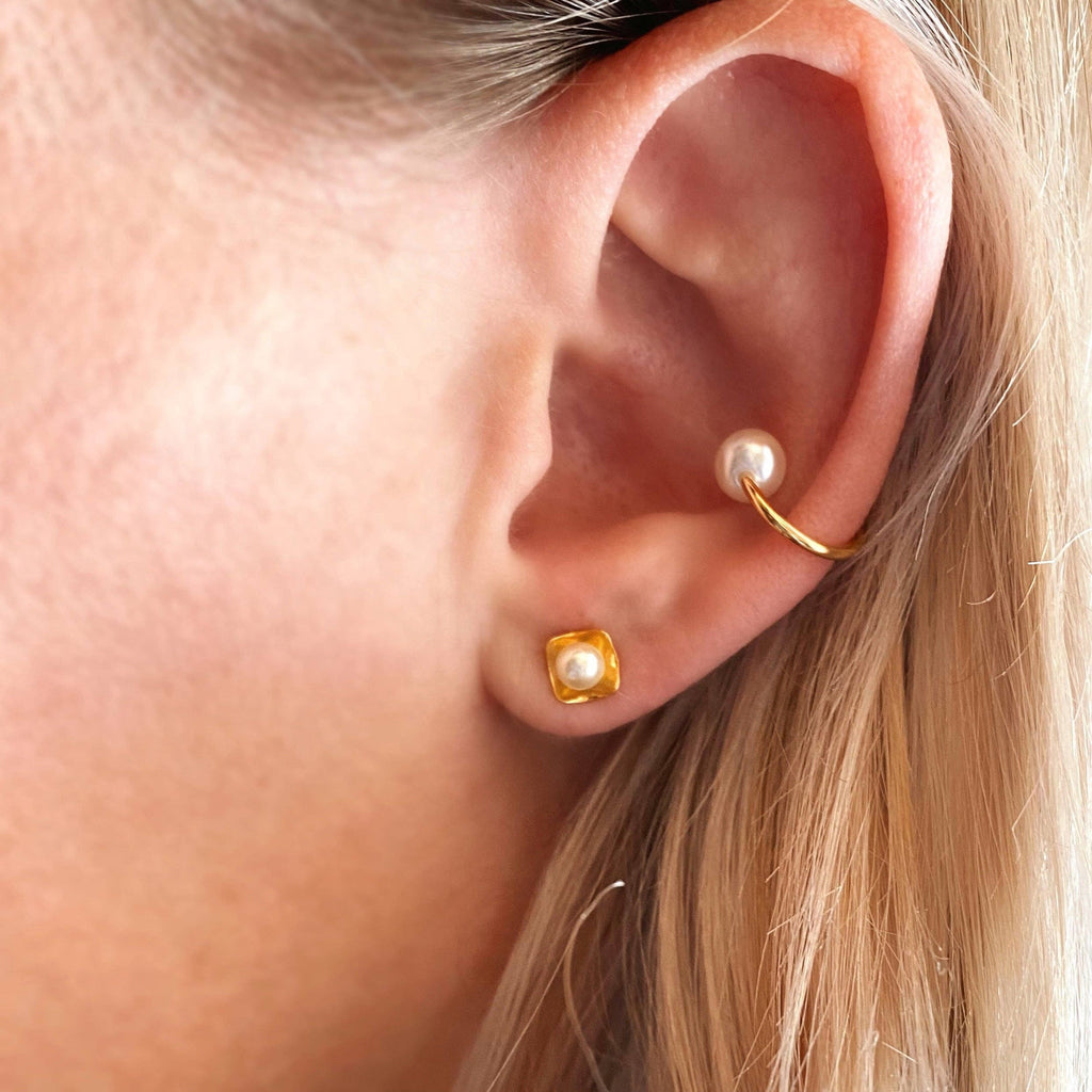 Delicate Pearl Ear Cuff - 18k Gold Filled